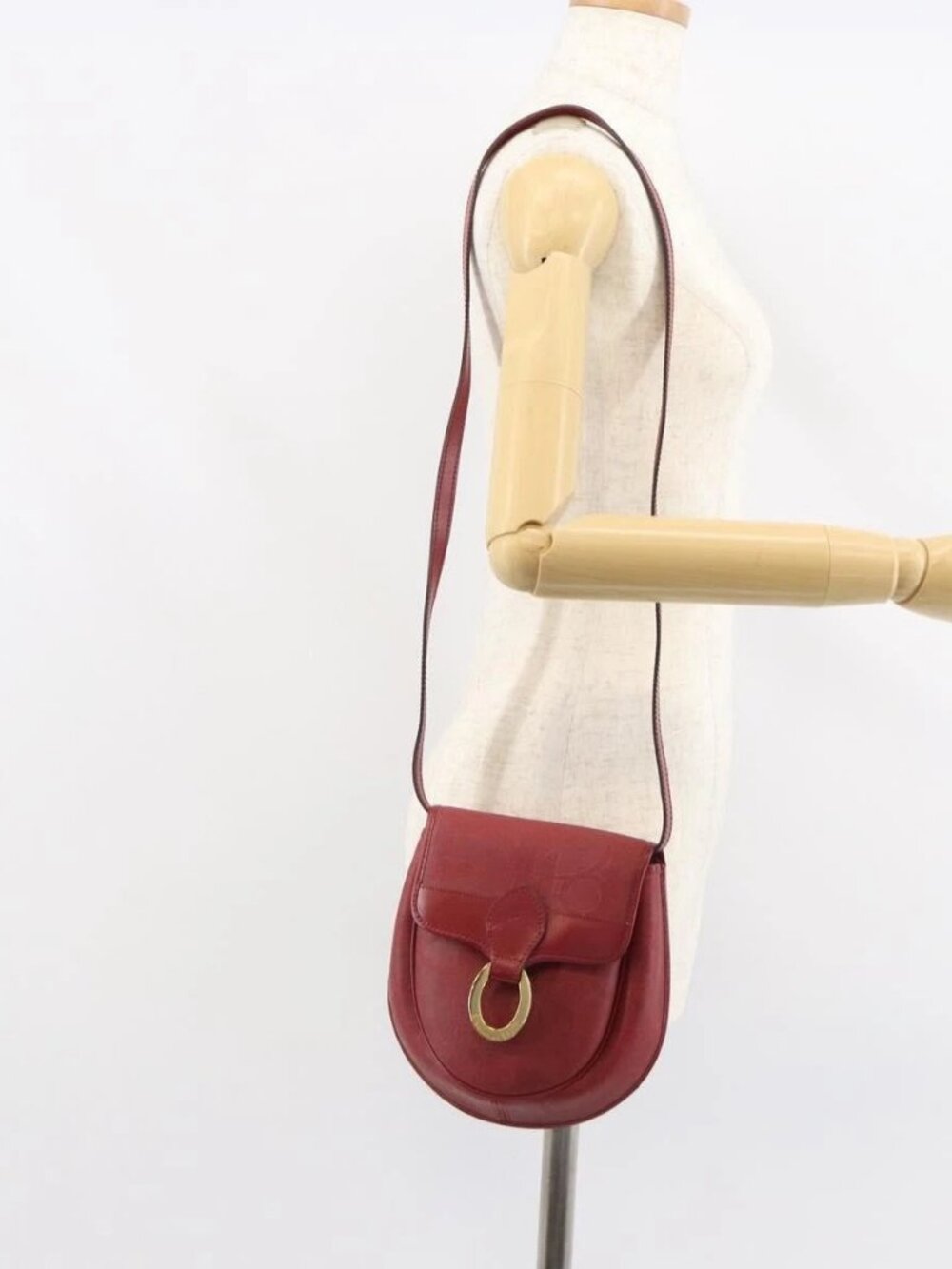 Christian Dior Trotter Canvas Shoulder Bag PVC Red Gold Auth BA9376
